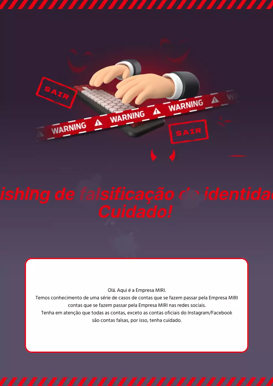 Aviso de phishing com contraste vermelho
