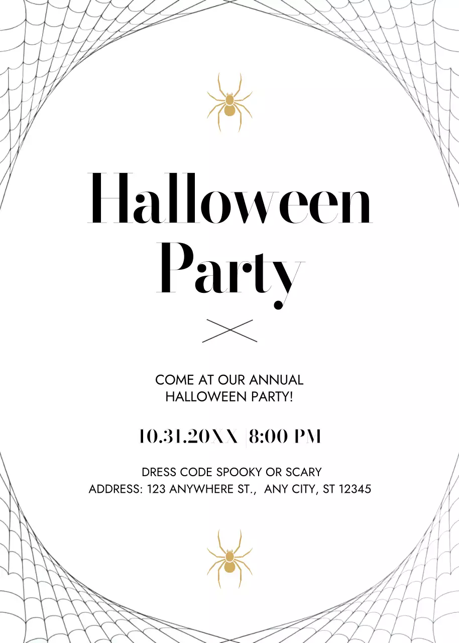 lời mời Halloween tối giản màu trắng