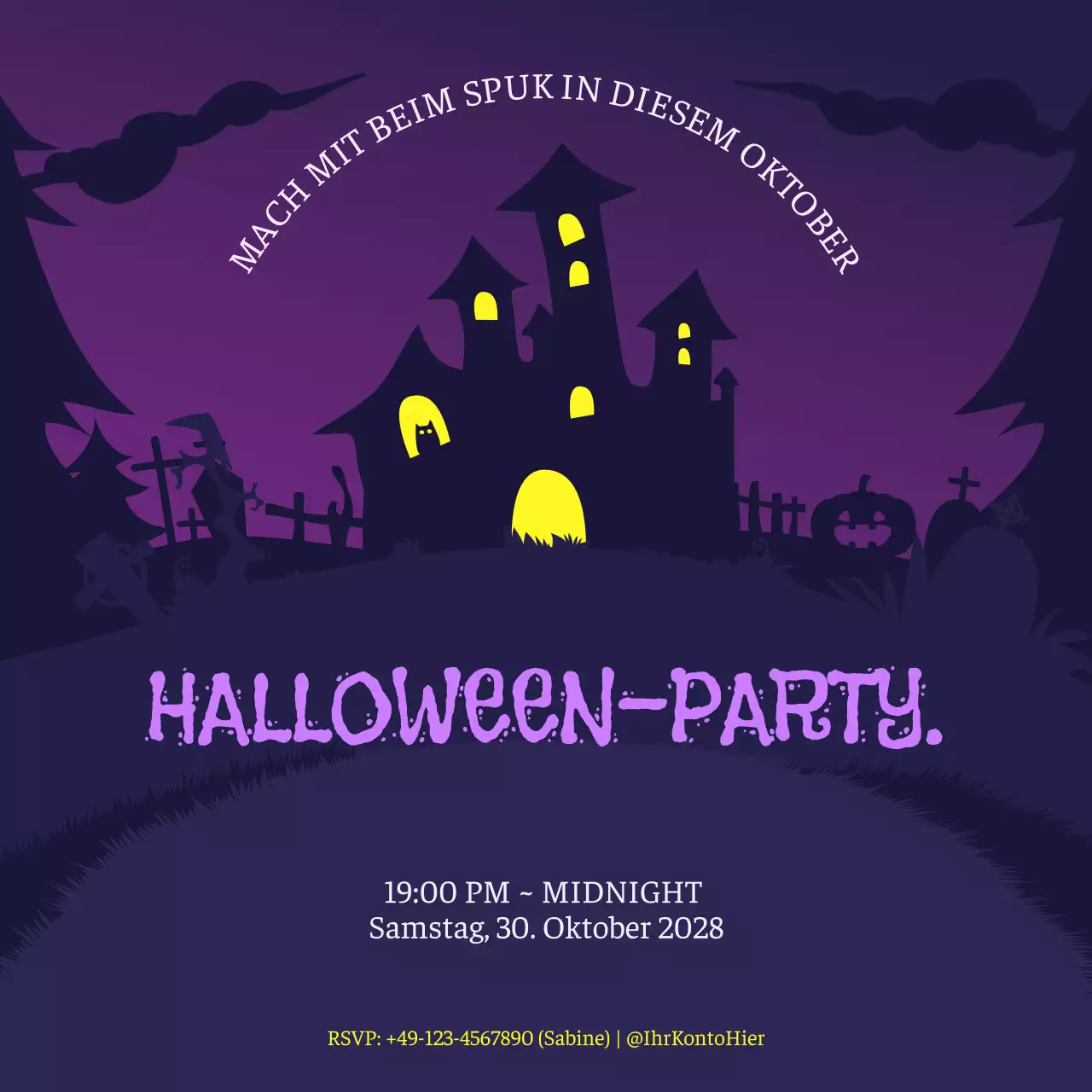 lila Gothic-Halloween-Einladung