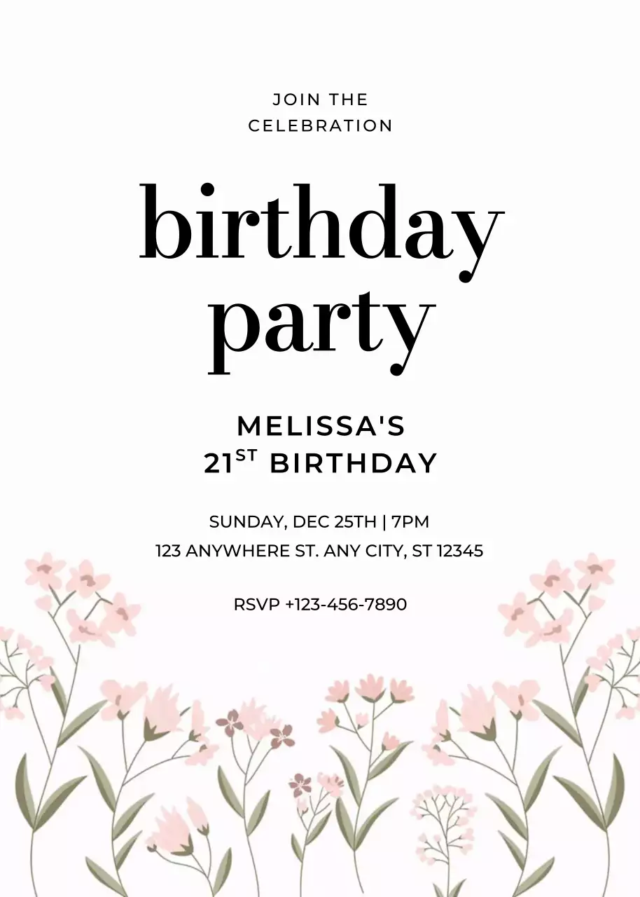 undangan ulang tahun putih yang elegan