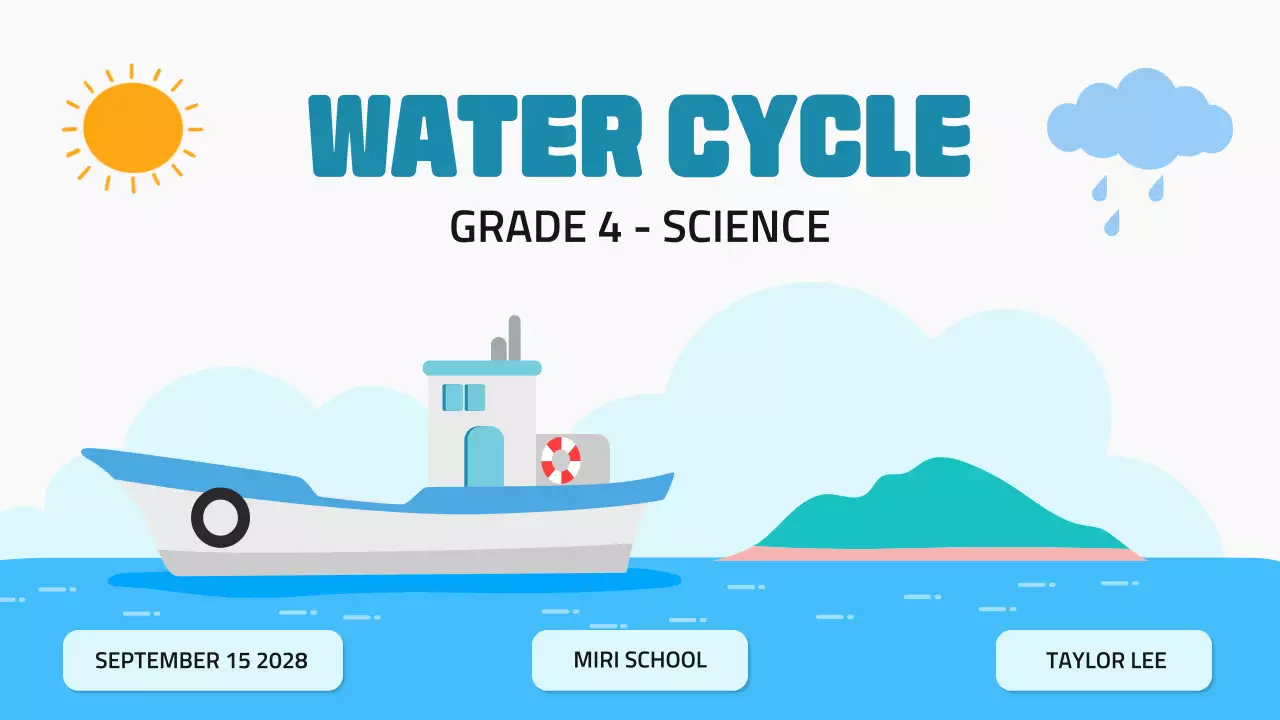 Blue Simple Water Cycle Lesson Presentation