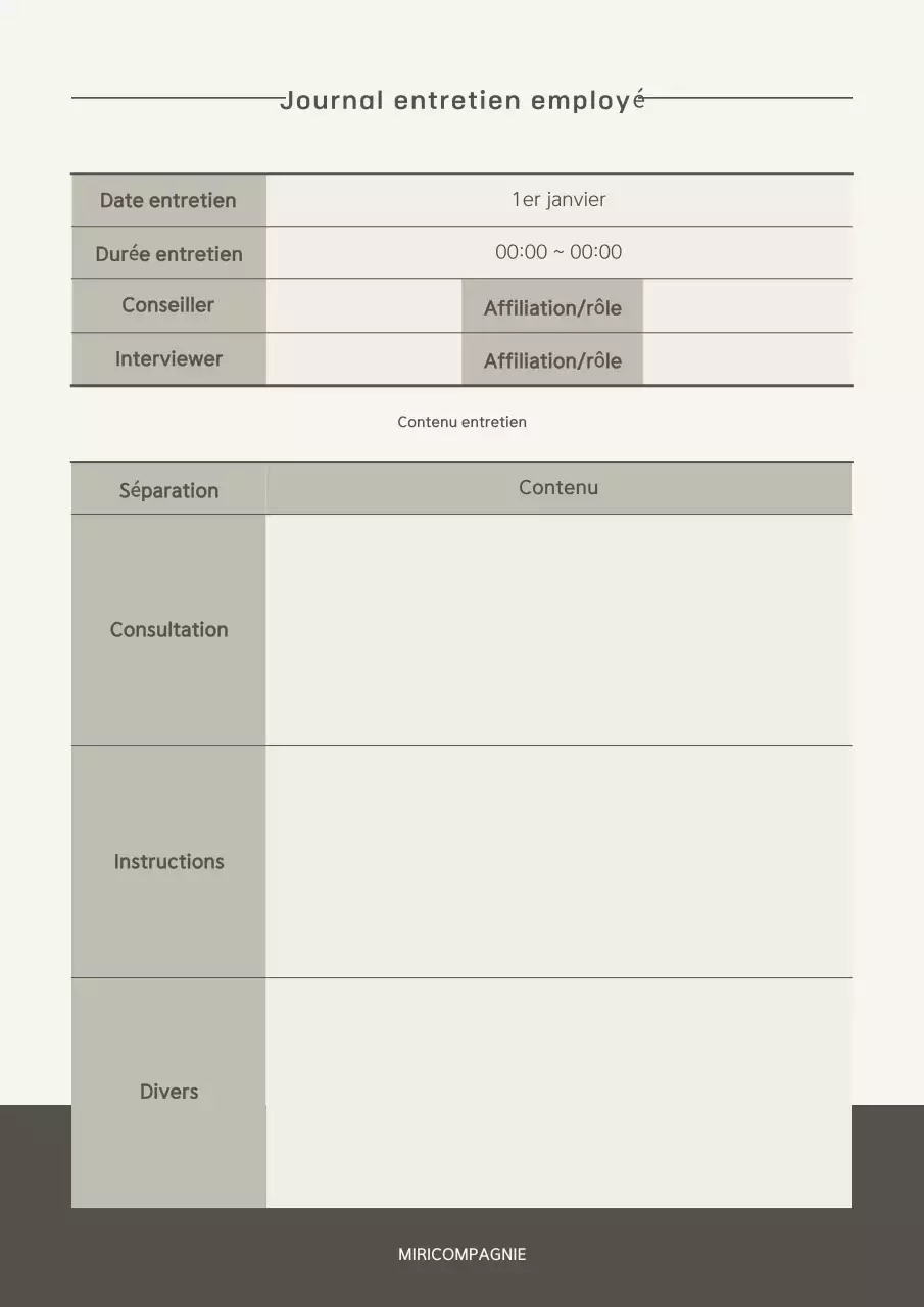 Notes d'entretien avec les employés en beige