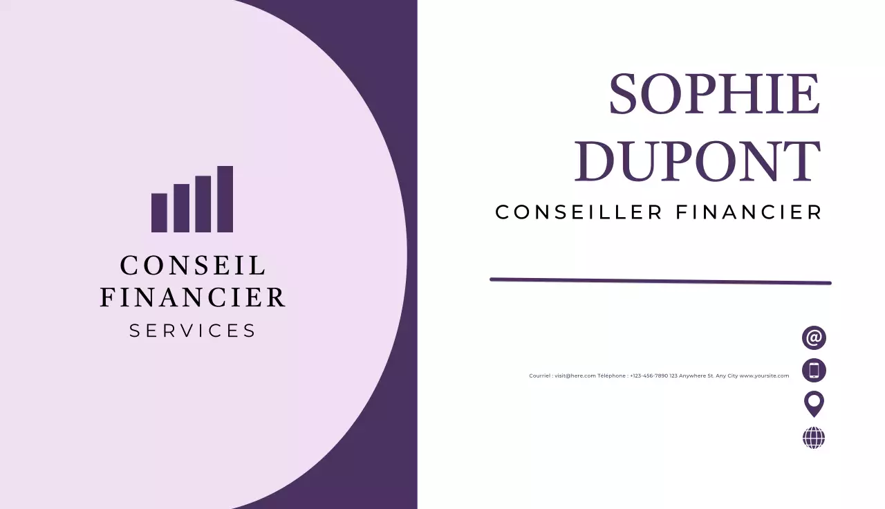 carte de visite professionnelle violette