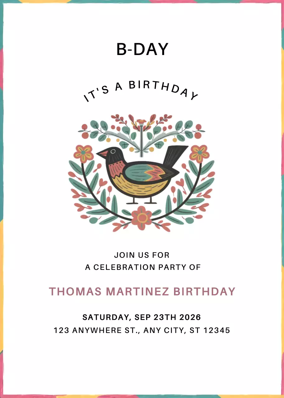 Colorful Rustic Birthday Invitation