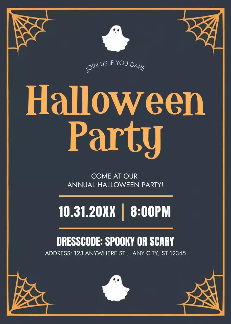 black retro Halloween invitation