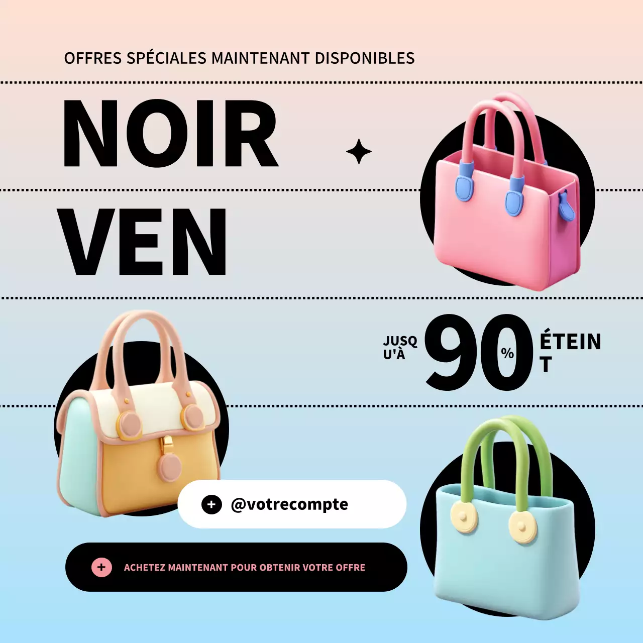 sac à main noir tendance promotion