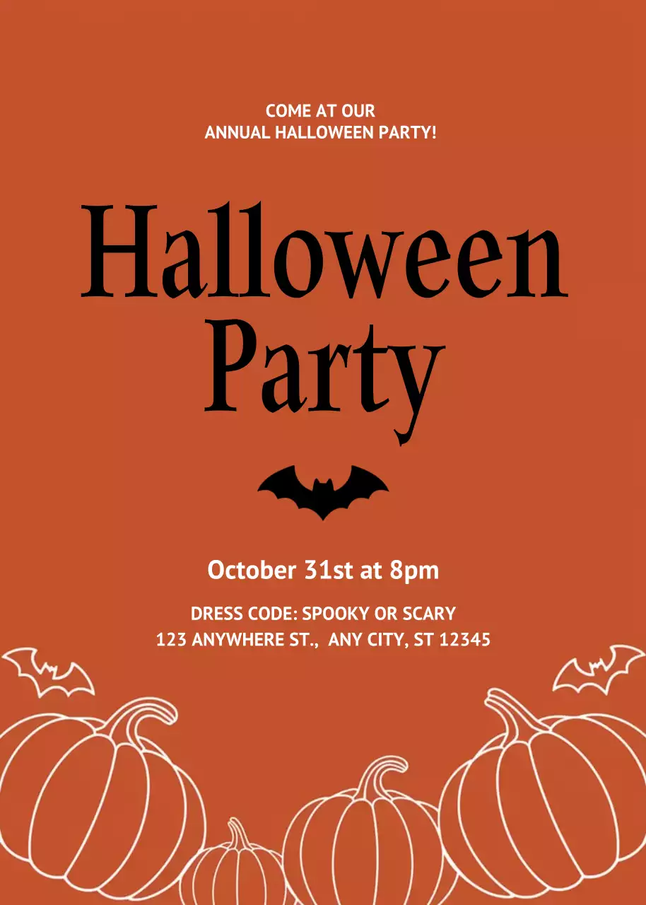 orange traditional Halloween invitation