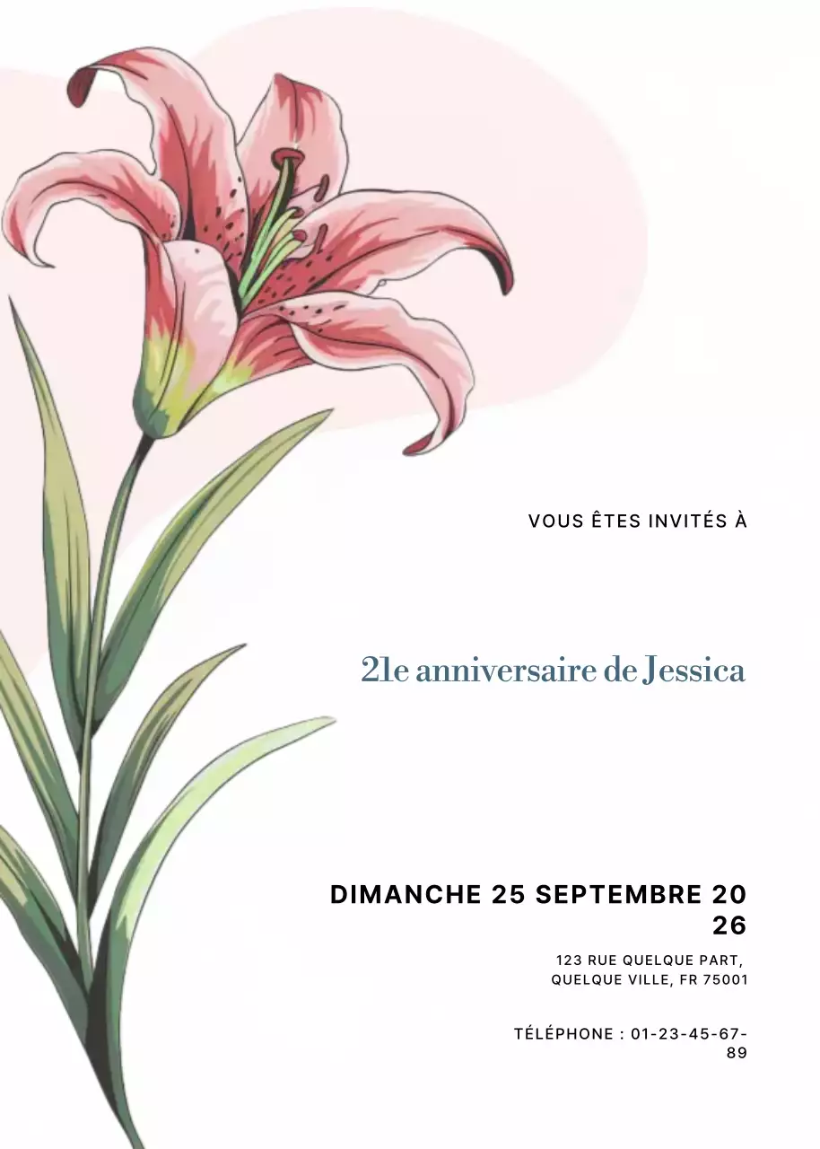 invitation d'anniversaire rose et élégante