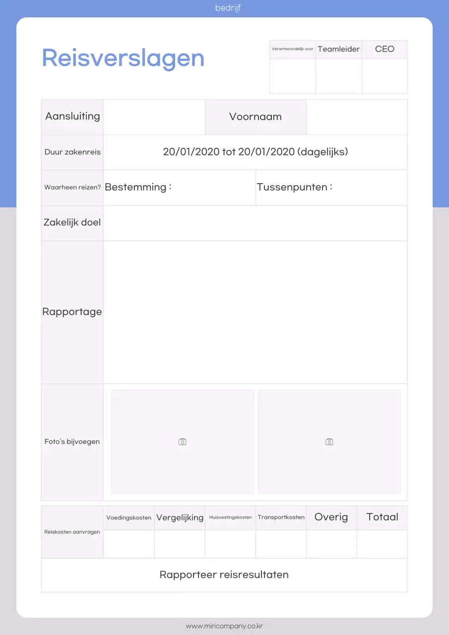 Blauwe eenvoudige reisverslagen analyseren