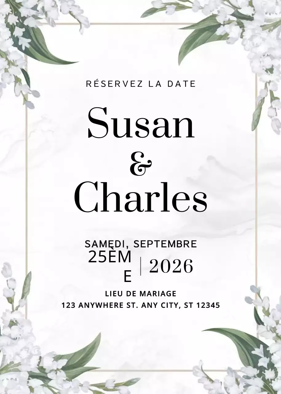 invitation de mariage élégante et blanche