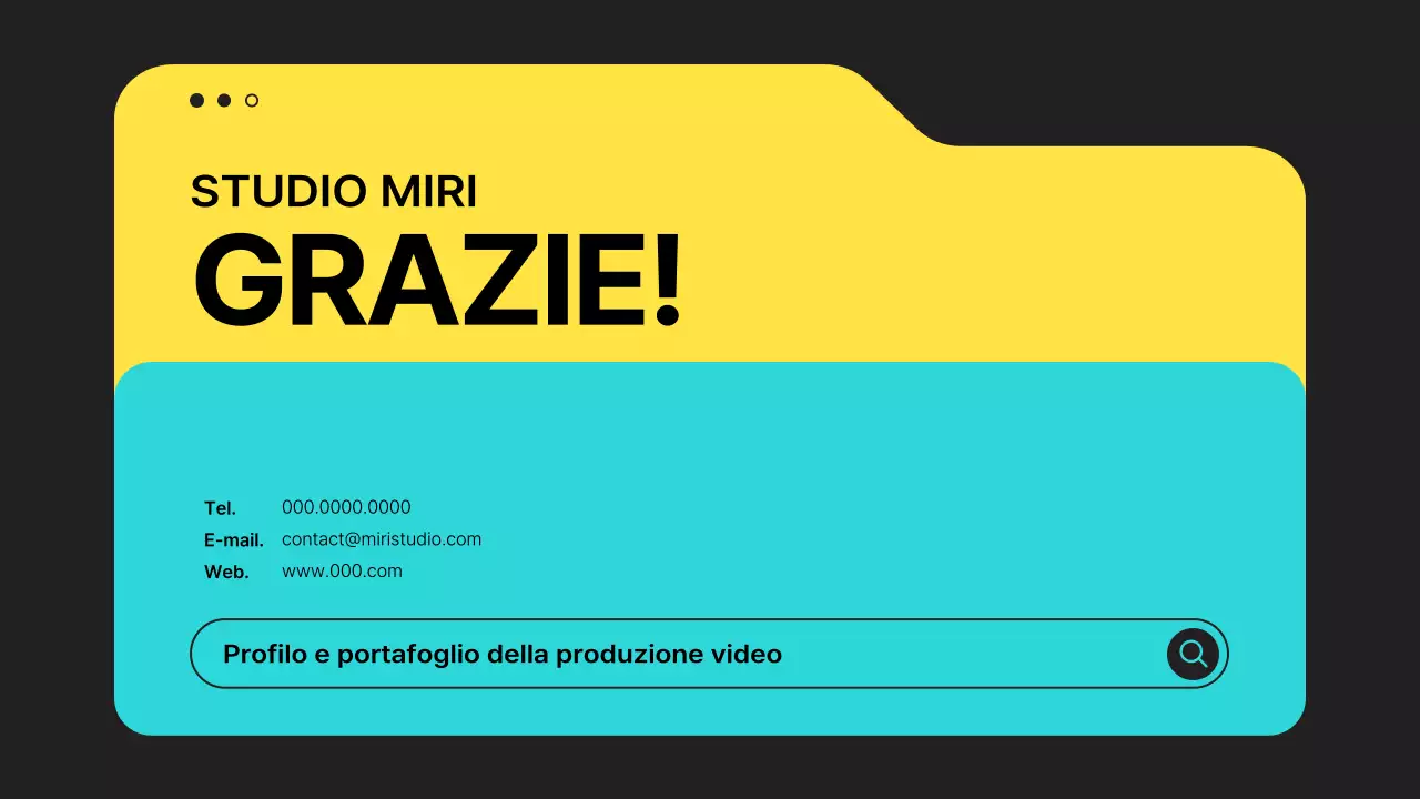 Un semplice prospetto di una società di produzione video in nero e colori al neon