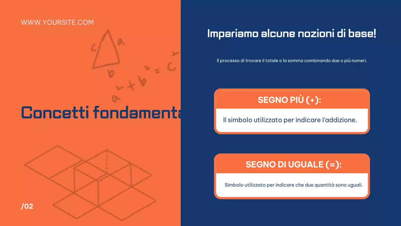 presentazione della classe di matematica blu semplice