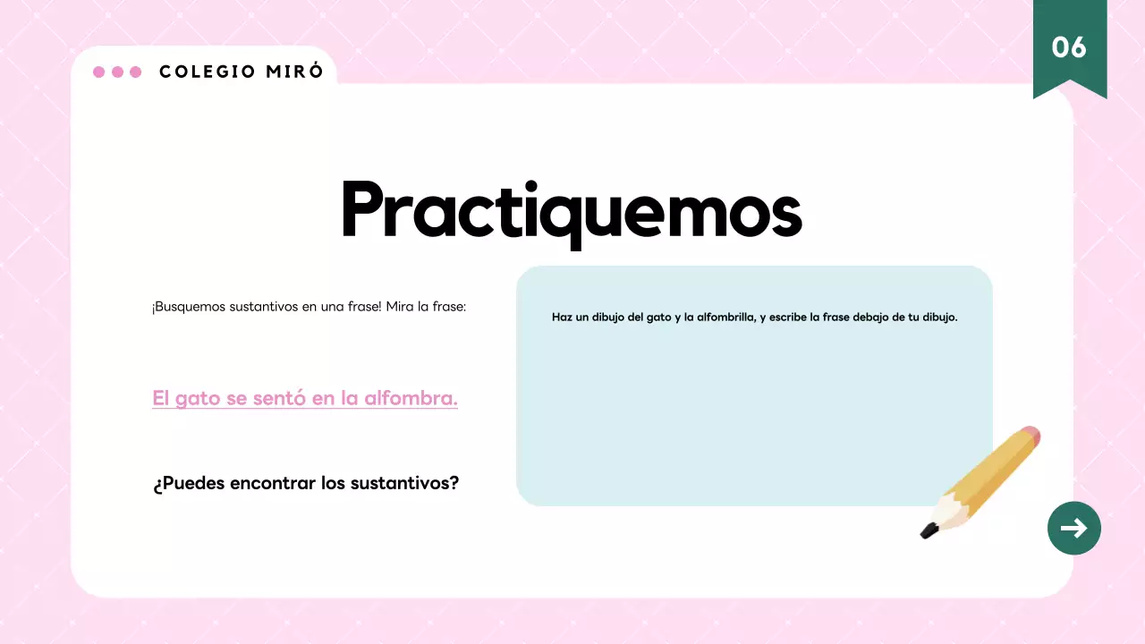 Material de clase de gramática moderna rosa