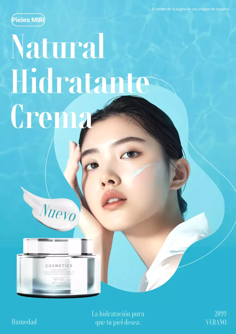 Anuncio de cosméticos modernos en azul claro