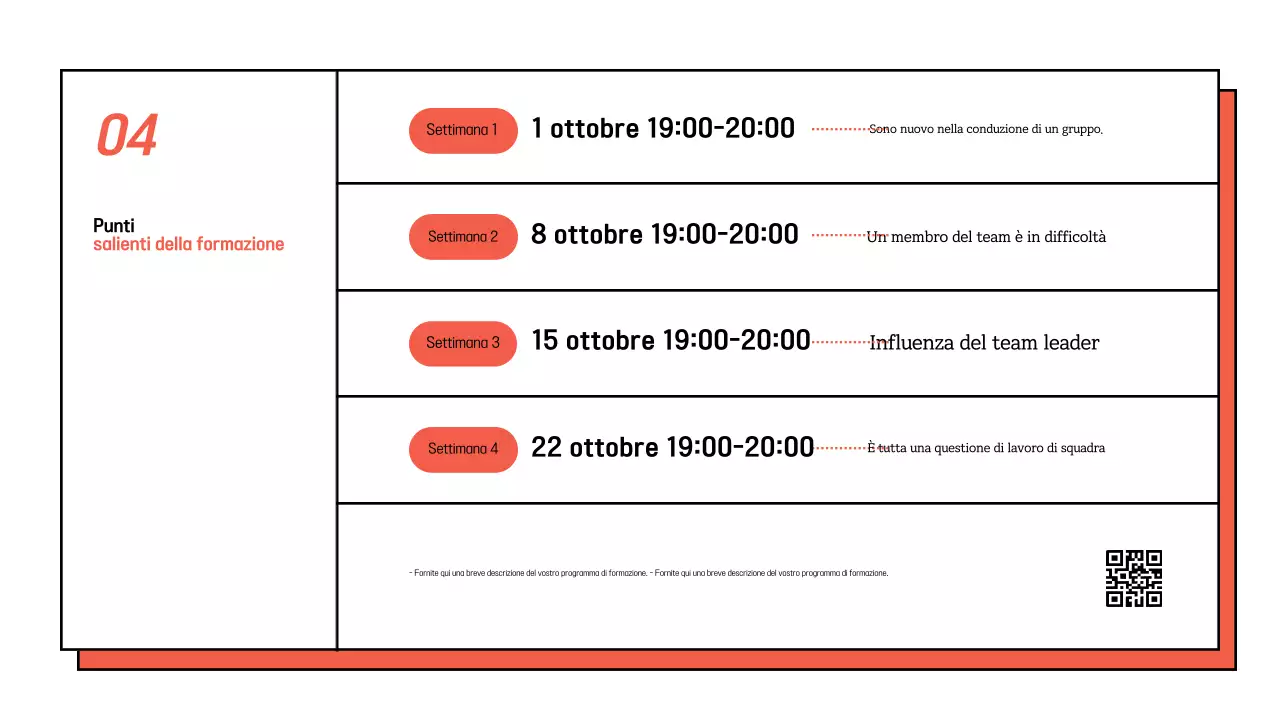 Promuovere un semplice seminario interno in bianco e arancione