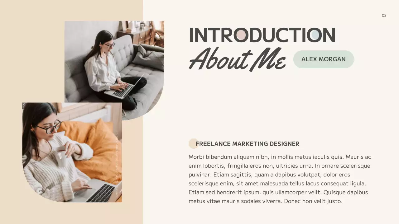 Apresentação de currículo de portfólio moderno bege