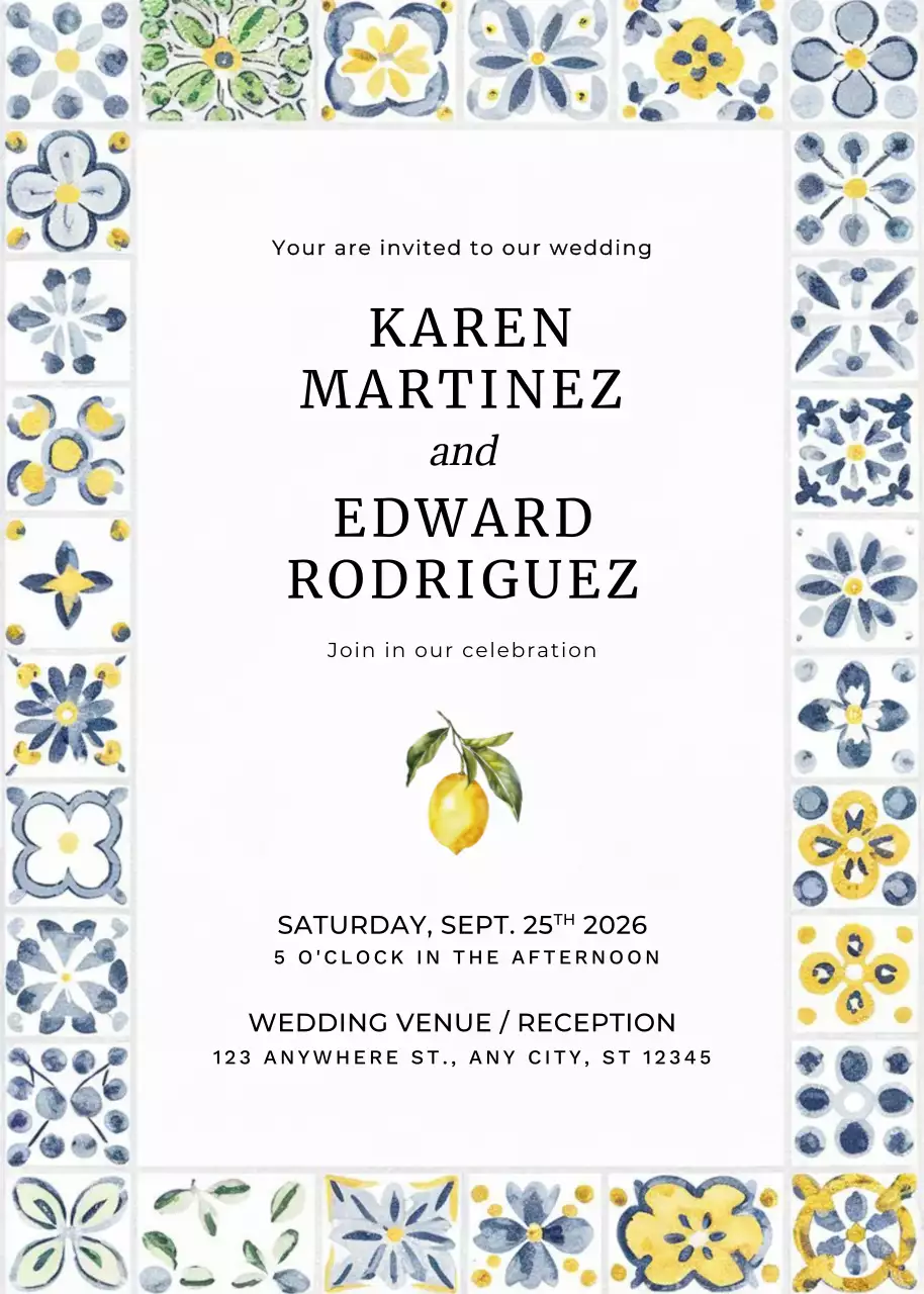 undangan pernikahan bunga kuning