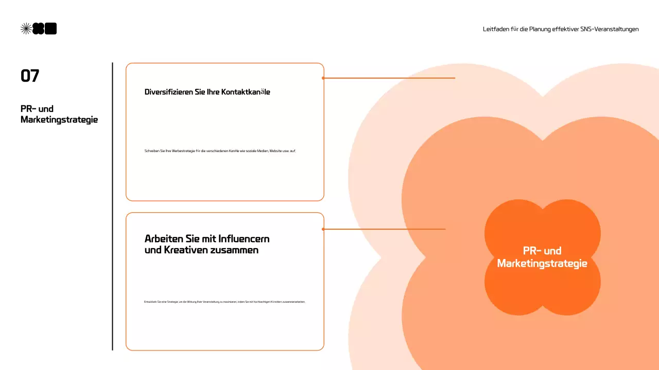 Moderner Vorschlag für Social Media Marketing in Schwarz und Orange
