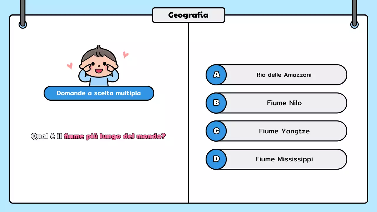 annuncio quiz fumetto blu