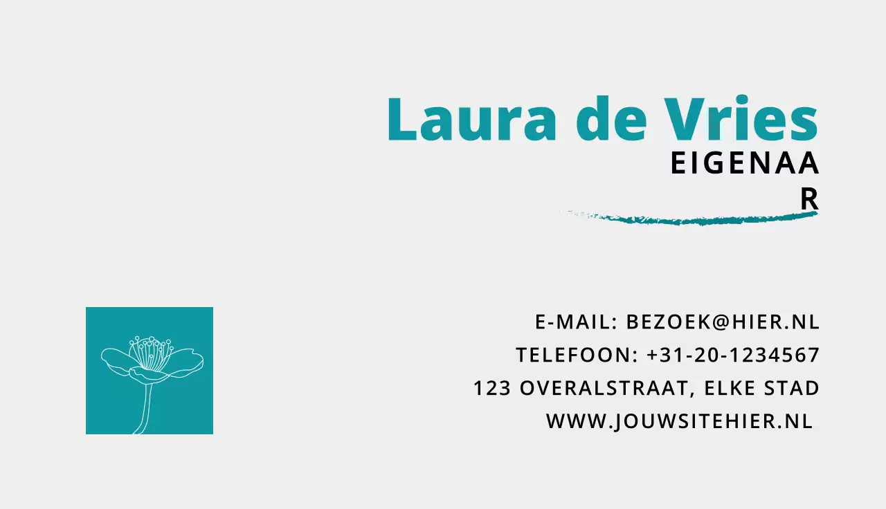 groenblauw minimaal visitekaartje