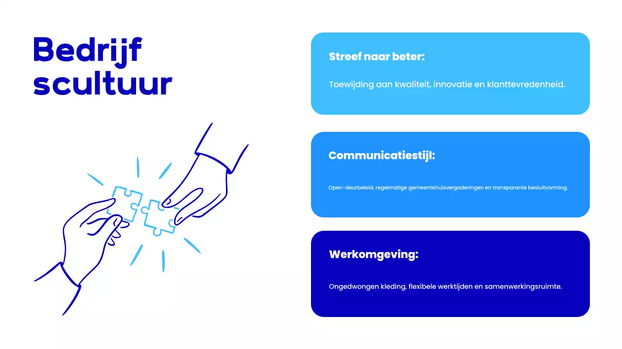 blauwe moderne inwerkpresentatie voor werknemers