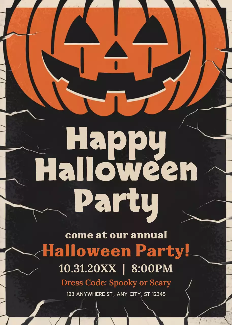 orange retro Halloween invitation