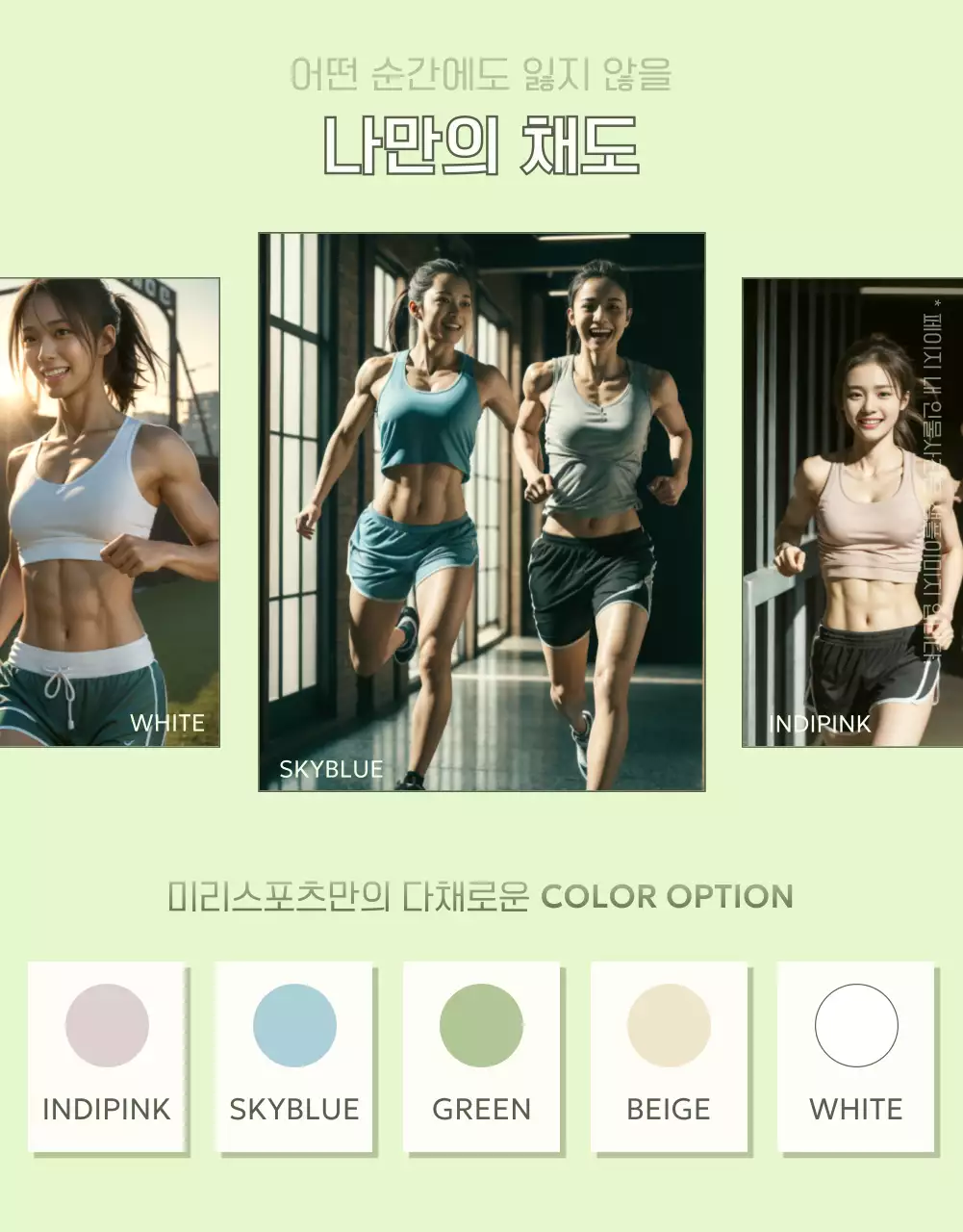 민트색의 키치한 운동복 광고