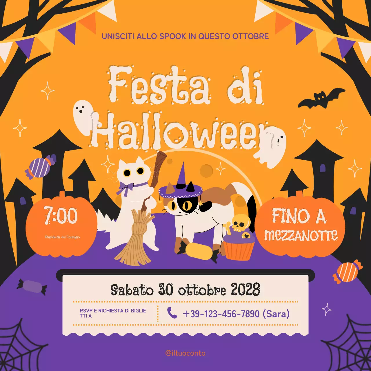 Festa di Halloween arancione retrò per bambini