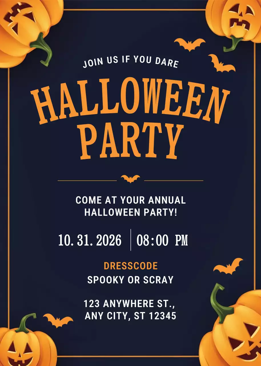 Navy Retro Halloween Invitation
