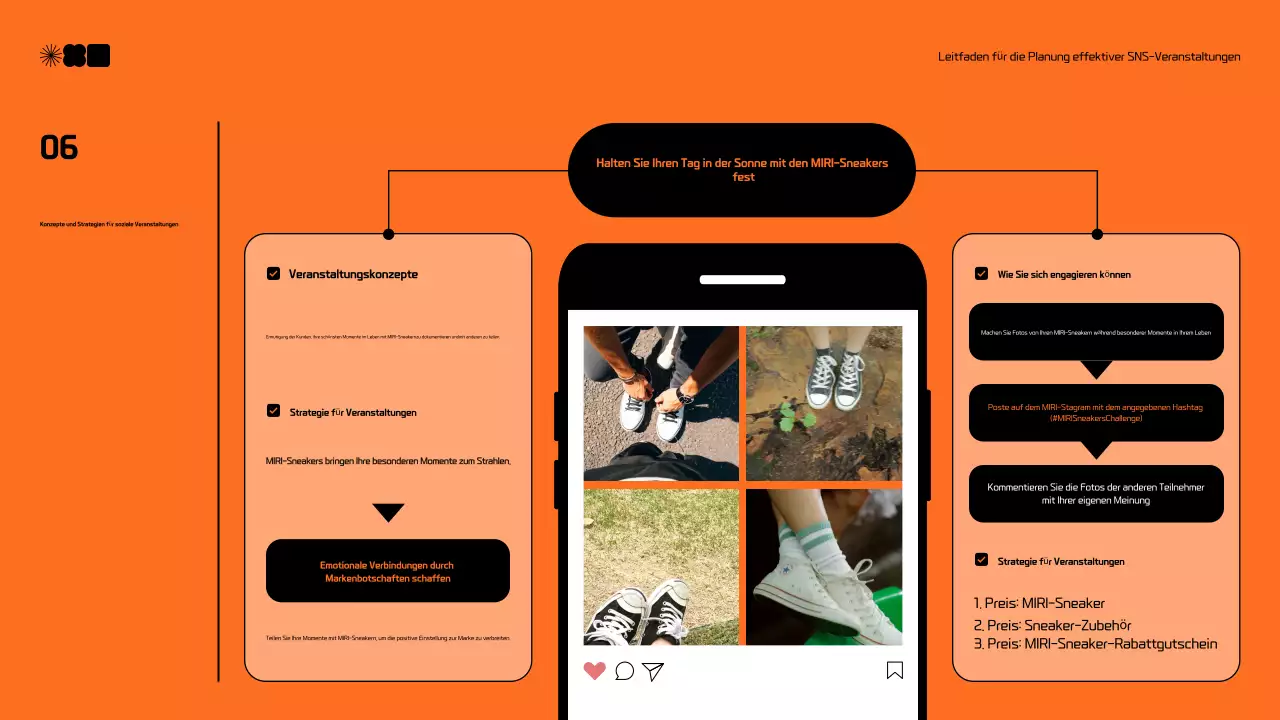 Moderner Vorschlag für Social Media Marketing in Schwarz und Orange