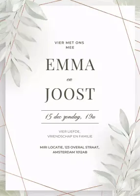 Groen goud witte huwelijksuitnodiging minimale elegante stijl