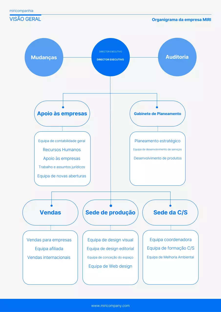 Azul Guia do organigrama simples