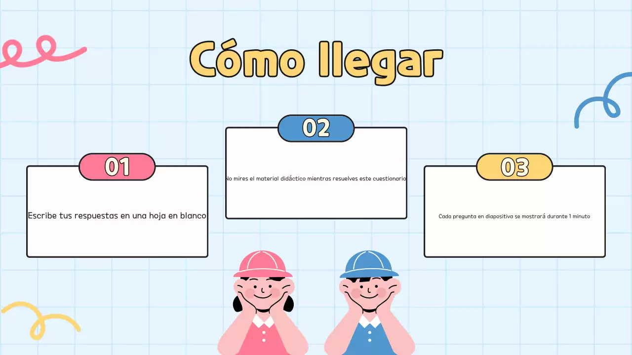 Prueba amarilla para la presentación de estudiantes en la escuela