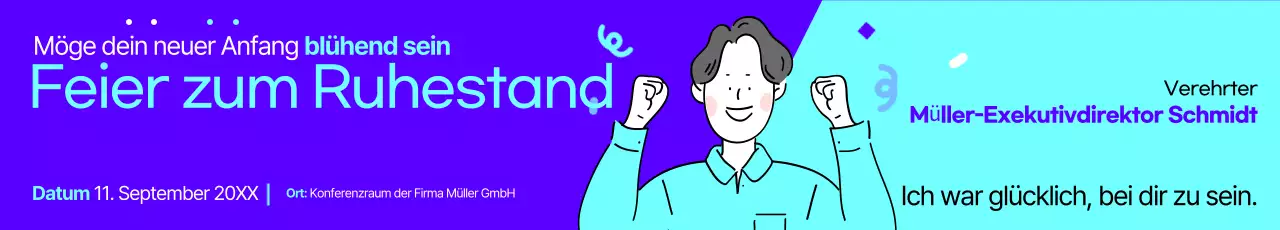 Werben Sie für eine schöne Ruhestandsfeier in Lila und Marineblau