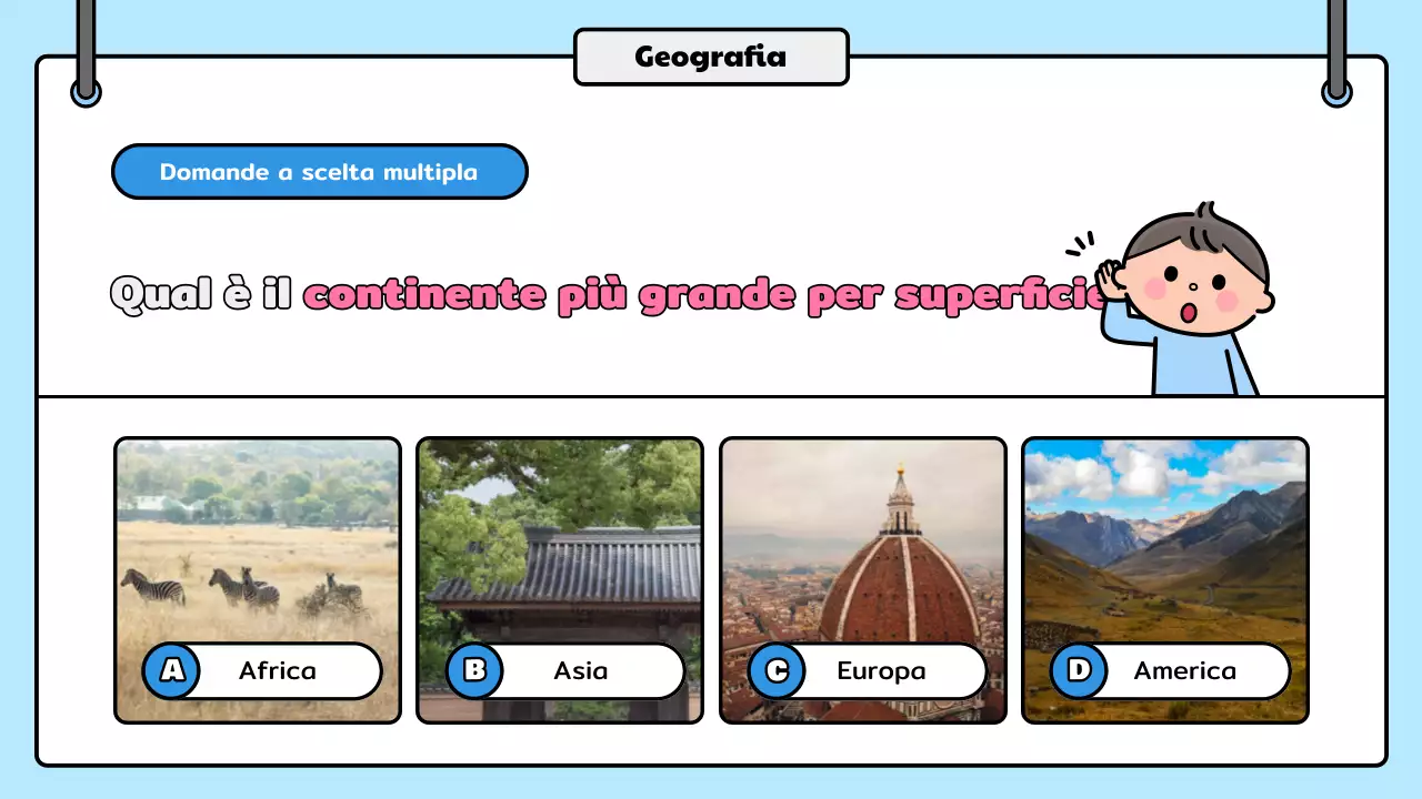 annuncio quiz fumetto blu