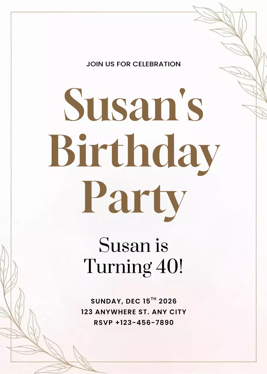 lời mời sinh nhật tối giản màu be