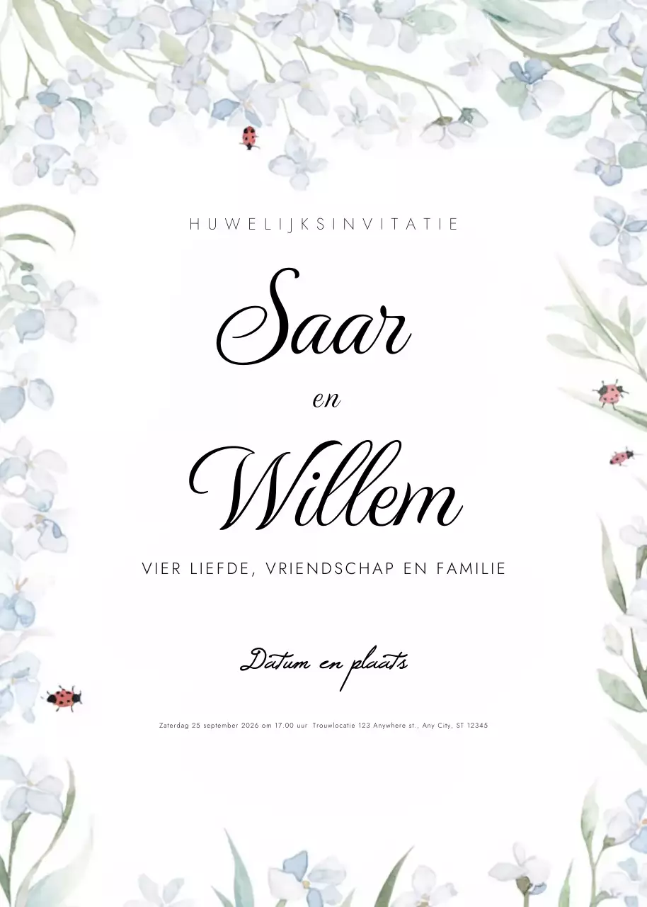 witte elegante huwelijksuitnodiging