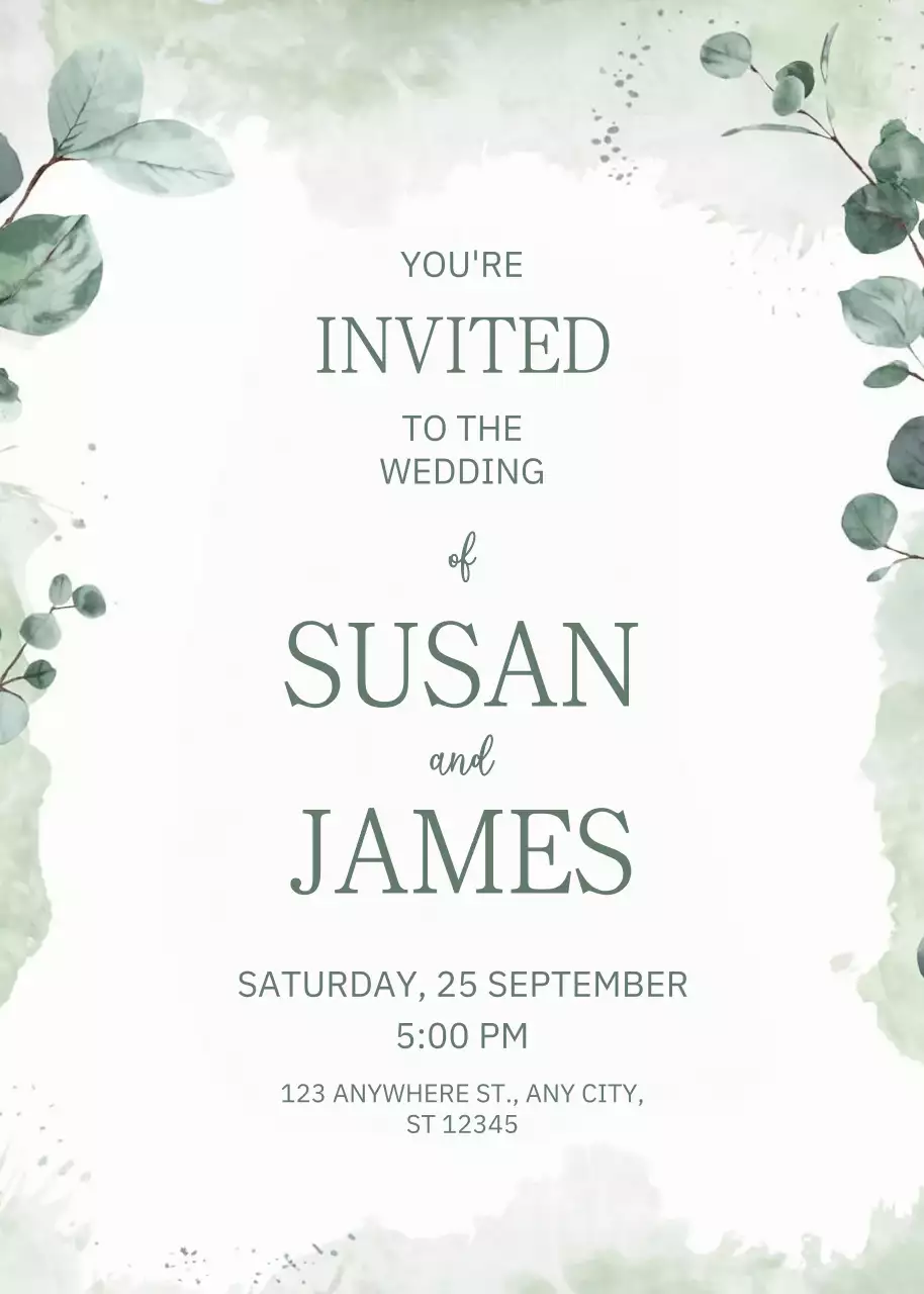 Thiệp cưới xanh thanh lịch