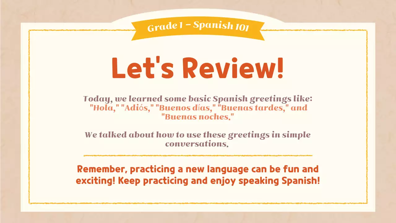 Presentasi Panduan Kelas Bahasa Spanyol Sederhana Beige