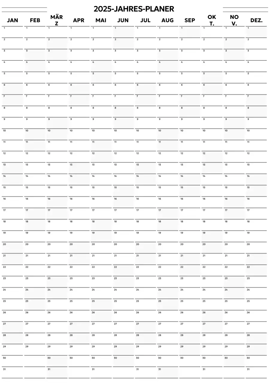 Schwarzer einfacher Jahresplan