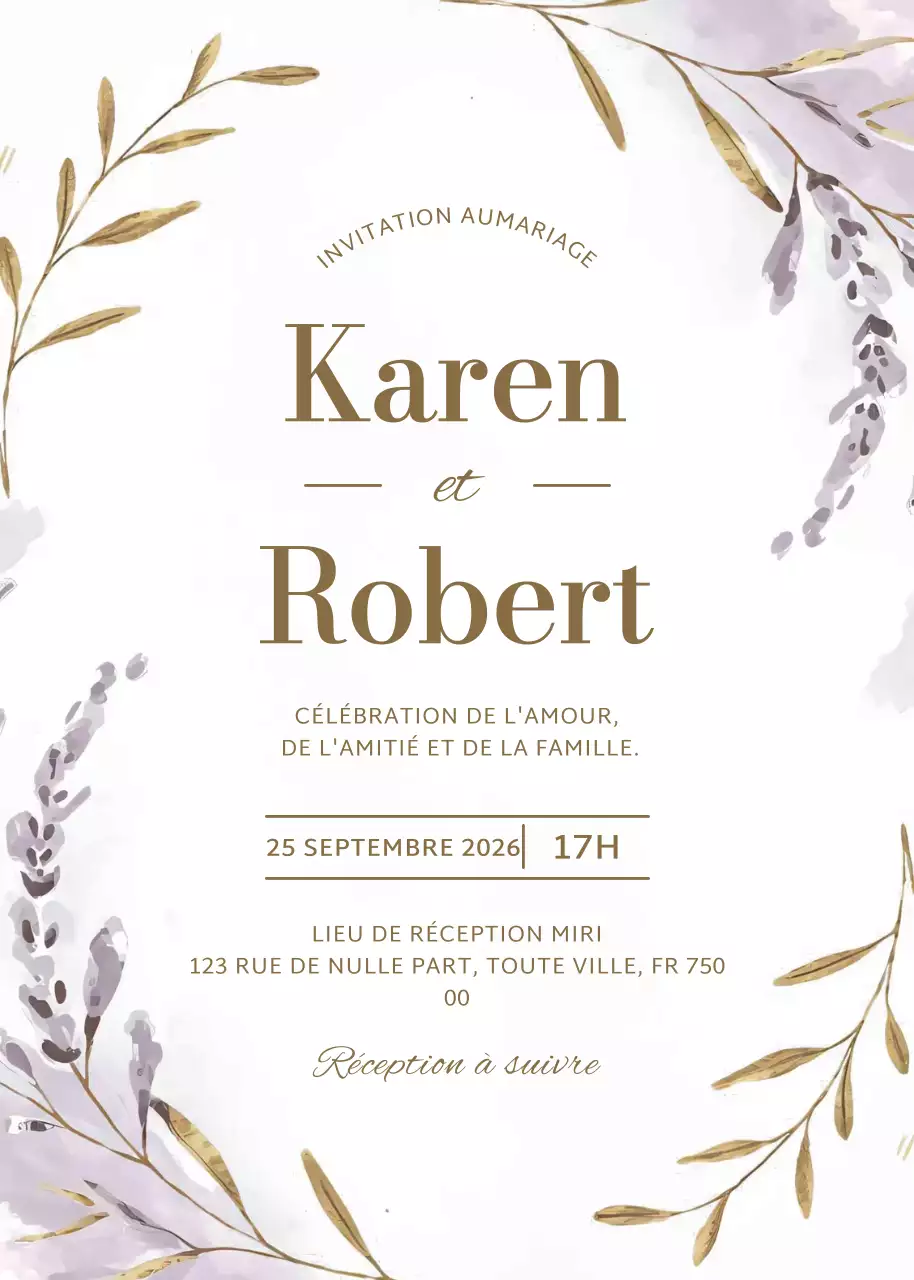 invitation de mariage beige et élégante
