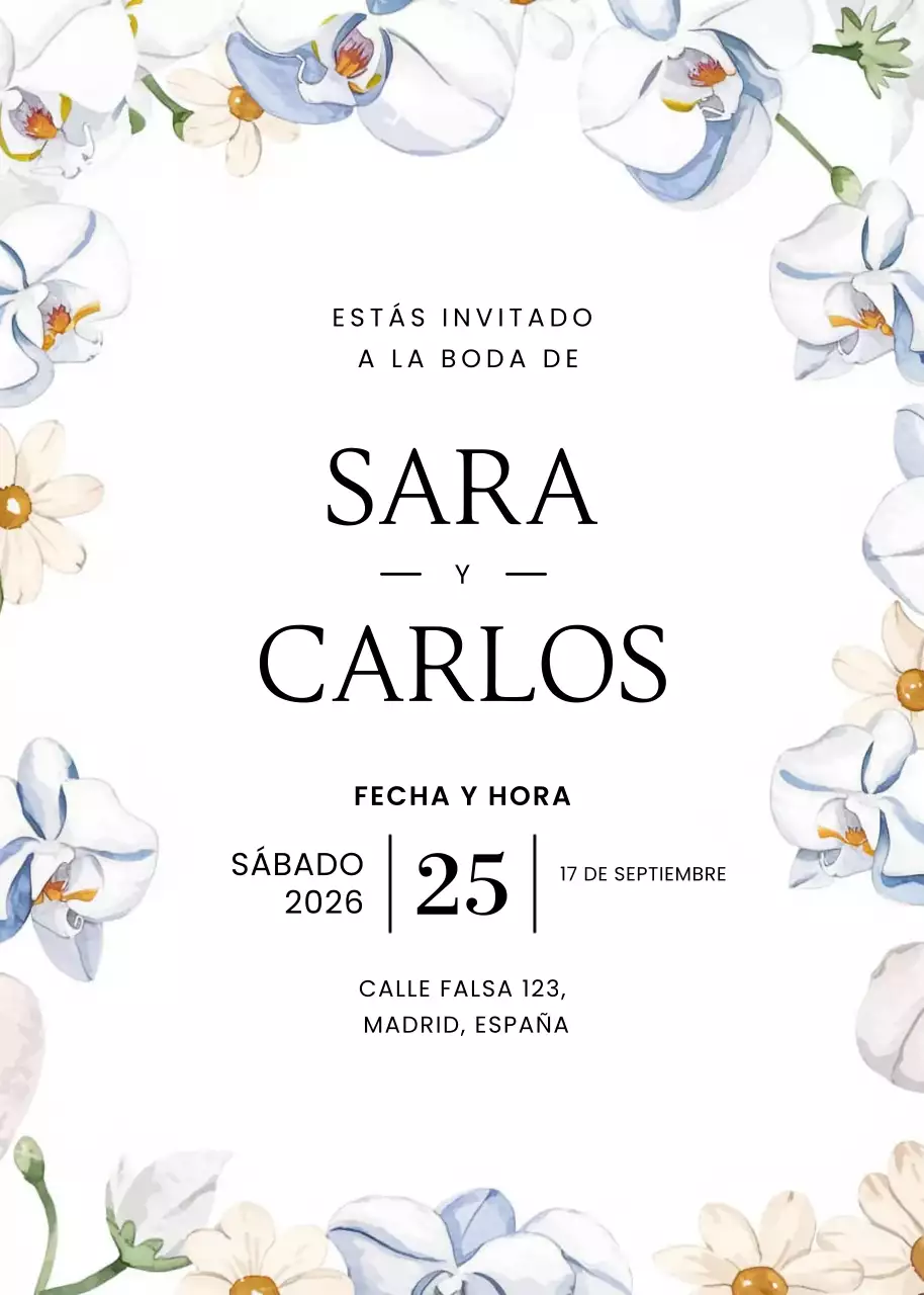 blanco elegante invitación de boda