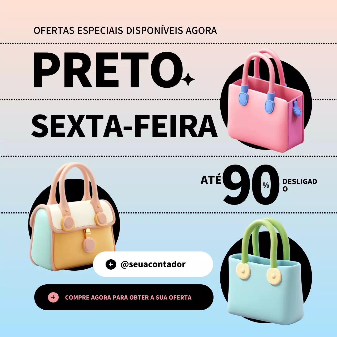 promoção de malas de mão pretas da moda