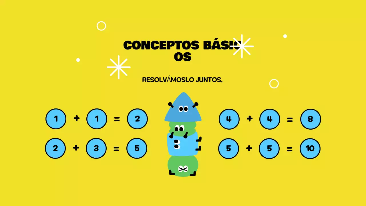Juguetón amarillo Presentación de sumas básicas