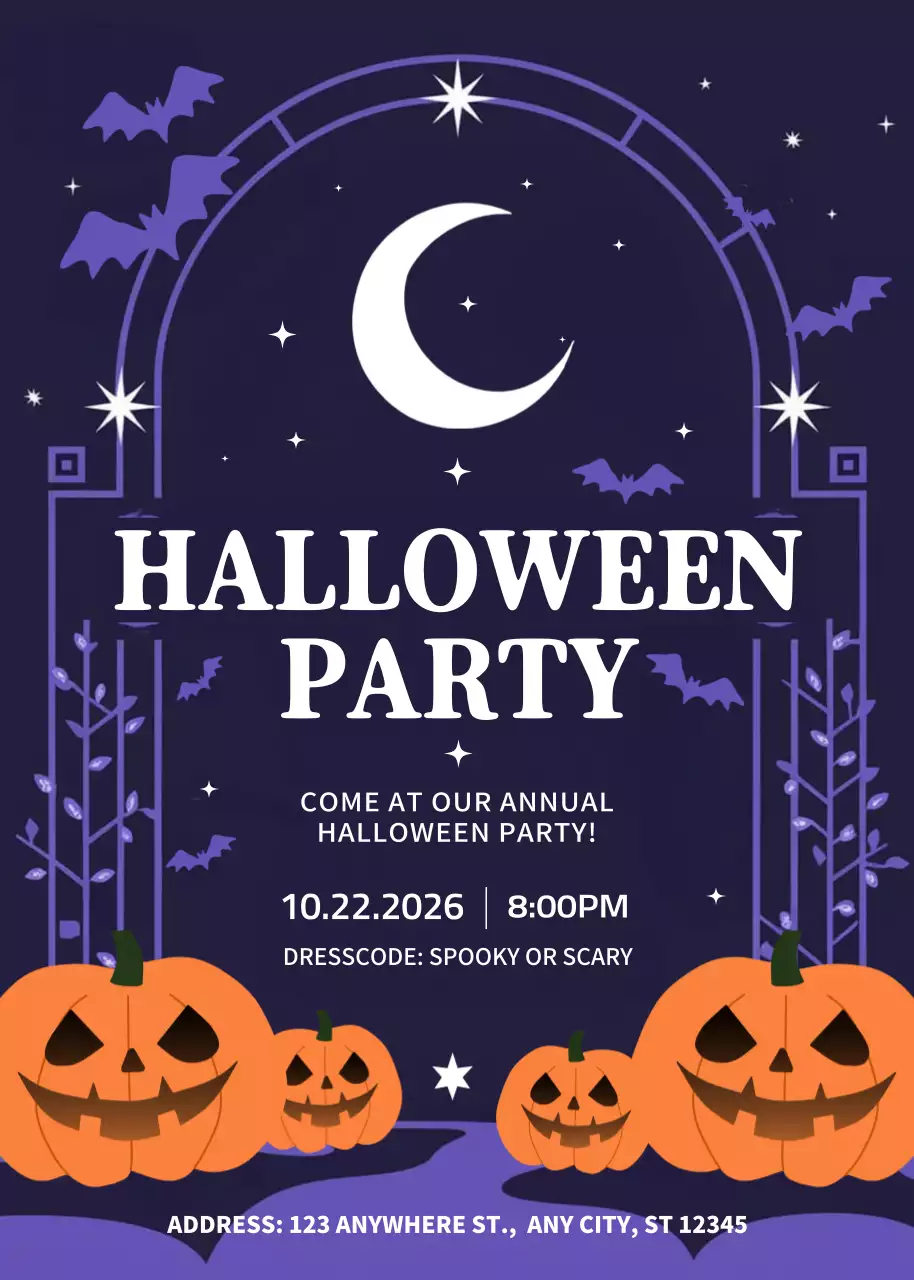 Purple Spooky Halloween Invitation