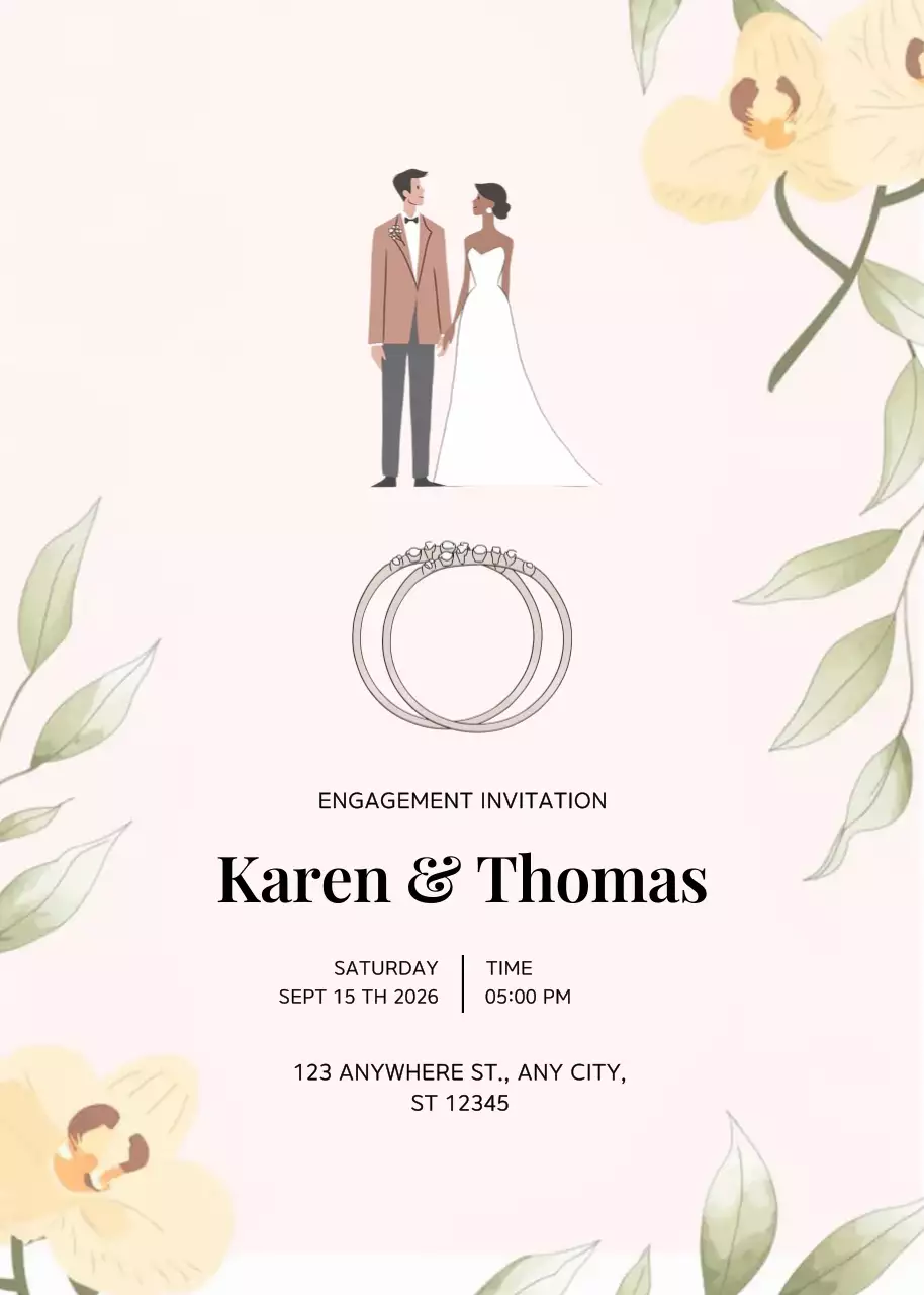 Beige Elegant Engagement Invitation
