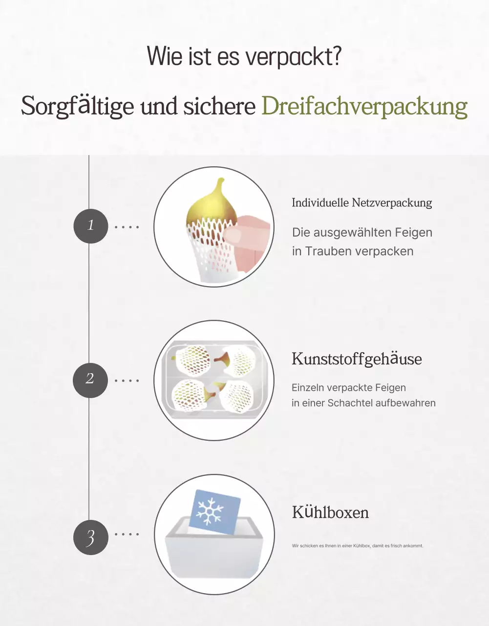 Verkaufsförderung von stilvollen Feigen in Weiß und Grau