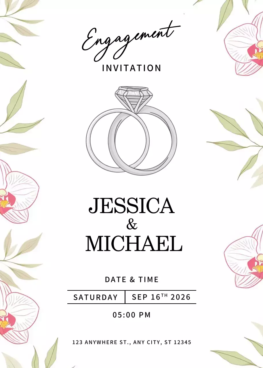White Elegant Engagement Invitation