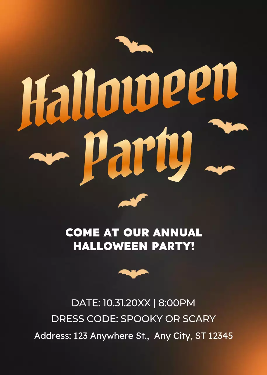 black gothic Halloween invitation