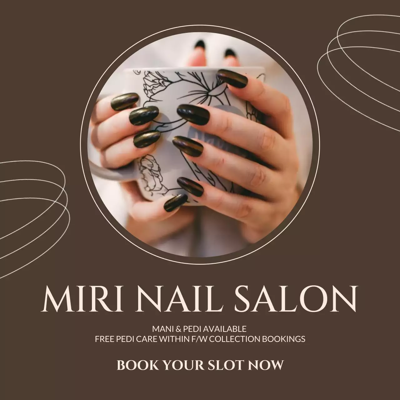 Brown Elegant Nail Promotion Social Media Post
